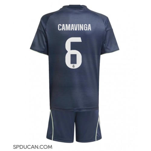 Dječji Nogometni Dres Real Madrid Eduardo Camavinga #6 Gostujuci 2025-26 Kratak Rukav (+ Kratke hlače)